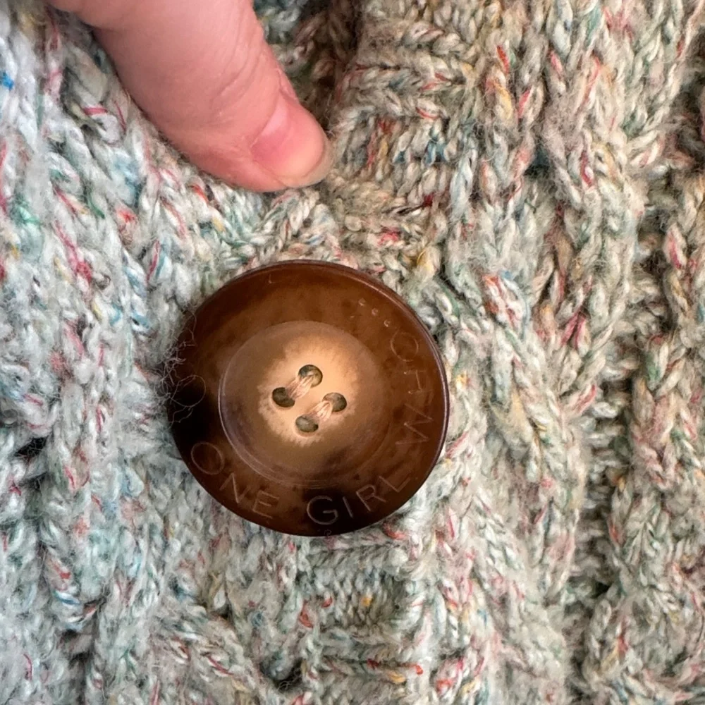 One Girl Who Teal Cable-Knit Button Front Cardigan - Picture 3 of 4